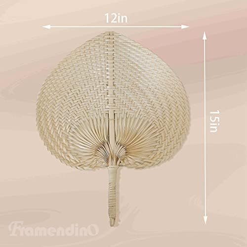 Framendino, 12 Опаковки на Ръчни Ветрила от Естествен Бамбук, Ръчно изработени от Рифии, Плетени на Вентилатора за Летния Домашно Сватбен