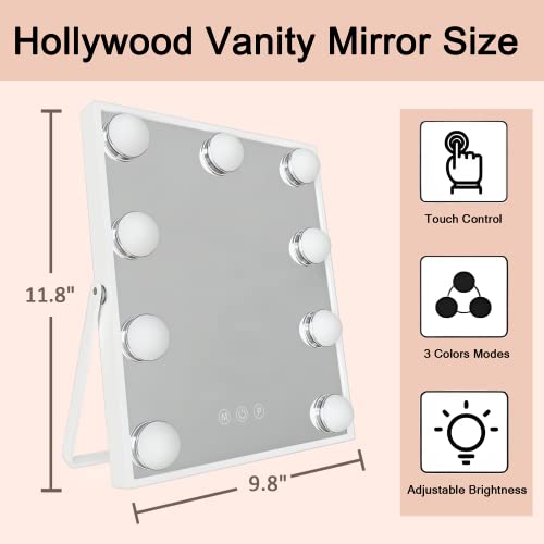 Manocorro 9 Led Лампи Голливудское Огледало за тоалетка маса с Подсветка, Голливудское Огледало За грим, Малко Огледало за Тоалетка маса