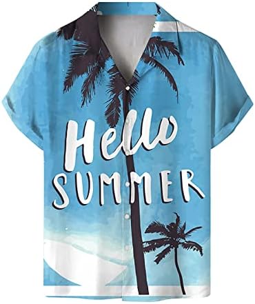 2023 Нова Мъжки Ежедневни Свободна Плажна Хавайска Риза с Флорална Принтом и Къс Ръкав Копчета, Обикновена Тениска за Мъже