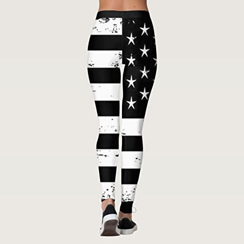 Американското знаме от 4 юли Женски Гамаши с висока талия САЩ Панталони за Йога с Флаговой Лента и Звезда на Спортната Тренировка Йога,