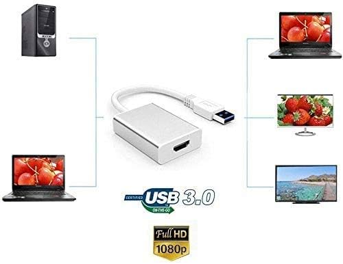 EZONEDEAL Адаптер USB-HDMI, Конвертор на аудио-видео 1080P HD, Кабел USB 3.0-HDMI за няколко монитора за Преносими КОМПЮТРИ, Проектор