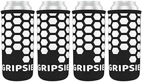 Ръкави за консерви GRIPSIE на 16 унции с противоплъзгаща ръкохватка (4 опаковки) от неопрен с изолация, полиэстеровая кърпа за гмуркане,
