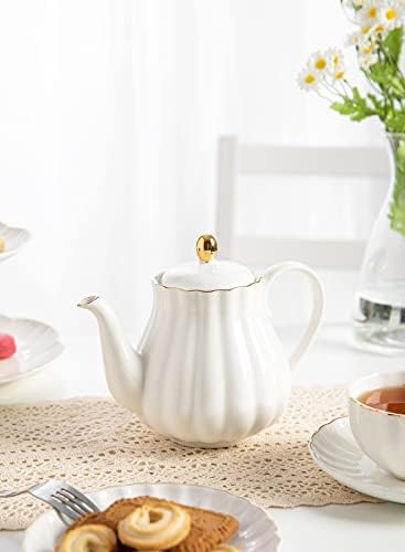 Amazingware Royal Teapot, Порцелан чайник с приготвяне на чай от неръждаема стомана, с филтър за рассыпчатого чай, под формата на тиква,