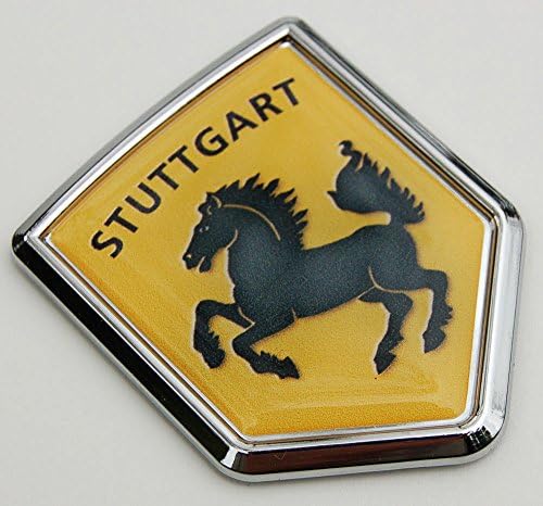 Штутгартский един конете Флаг Автомобил Хромирана Емблема Немска 3D Стикер Стикер