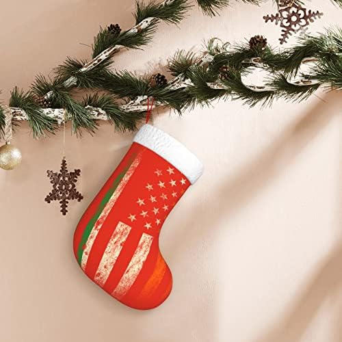 QG ZZX Ирландско-Американски Флаг Коледен Отглеждане на Коледни Чорапи, Окачен Чорап За Камина 18 Инча Празнична Украса