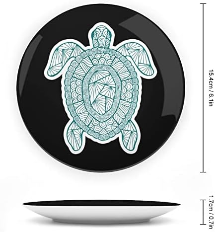 Керамични Декоративни Плочи Zentangle Turtle със Стойка от Костен Порцелан, Висящи Украшения, Десертни Чинии