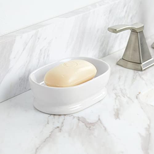 mDesign Декоративна Керамична препарат за съдове за баня, Плотове, подложки, въз основа на Кухненски мивки е - Магазин Сапун за ръце,