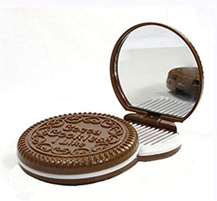 XTYZIL Огледало за грим ZQ Инструмент за грим Карманное Огледало, Мини-тъмно-кафяви Скъпи Шоколадови бисквитки във формата На Случаен