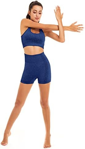 Toplook Жена, Безшевни Тренировъчен Комплект За Йога от 2 теми, Спортни къси Панталони, Спортен Сутиен