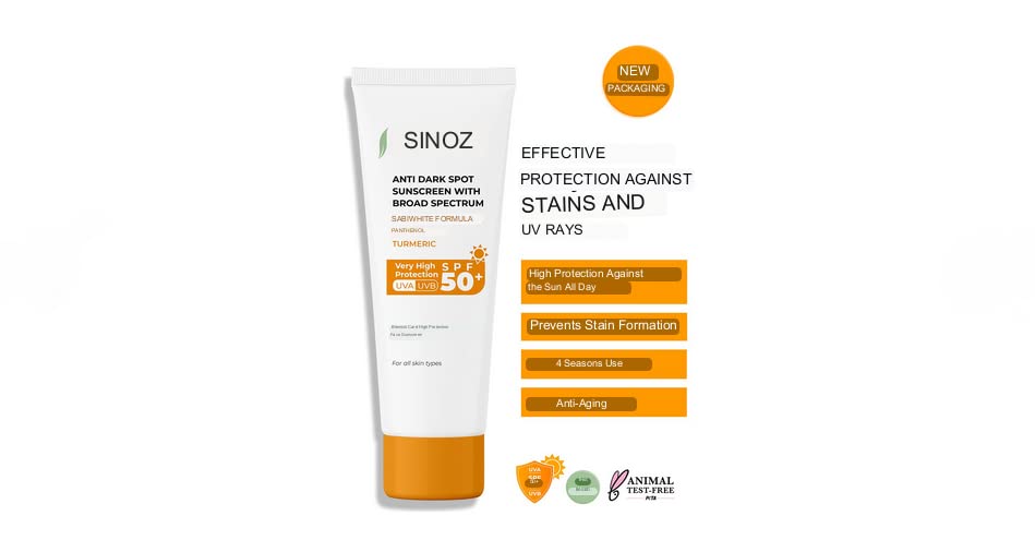 Слънцезащитен крем за лице Sinoz SPF 50+ - Висока степен на защита за Нормална и Суха кожа 50 МЛ