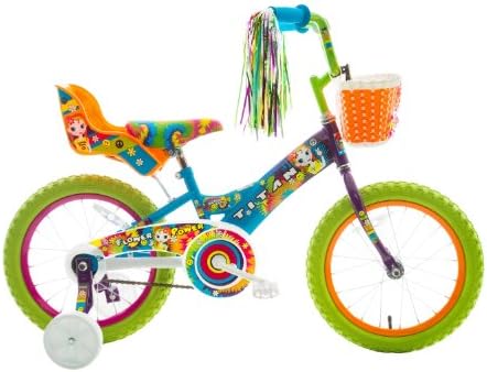 Под наем Титан гърлс BMX Flower Power Princess за момичета 5-7 години с Тренировочными колела, 16 Инчов Велосипед за малки Момичета,
