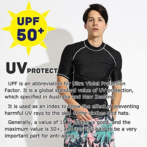 Actleis Мъжки Защита От акне с Къс ръкав, тениска с защита от UV-лъчи UPF50 +, бързо съхнещи Плувни Ризи