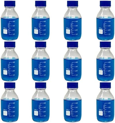 Стъклени Кръгли бутилки за съхранение на превозвача Karter Scientific обем 500 мл с винт на капака GL45, Боросиликатное стъкло, 251М6 (опаковка от 12 броя)