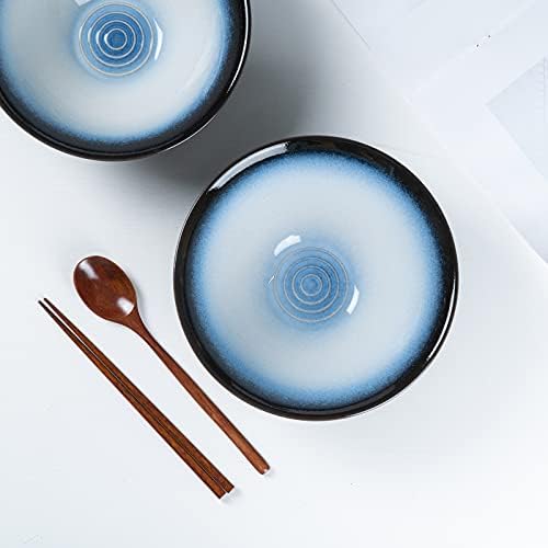 Керамични Японската купа за приготвяне на рамена HOKELER, Комплект от 2 Големи 9-инчов мисок за азиатски спагети Pho Udon Soba тегло