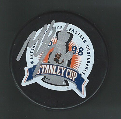 Мартин Лапуэнт Подписа Миене с логото на Купа Стенли Детройт Ред Уингс 1998 - за Миене на НХЛ с автограф