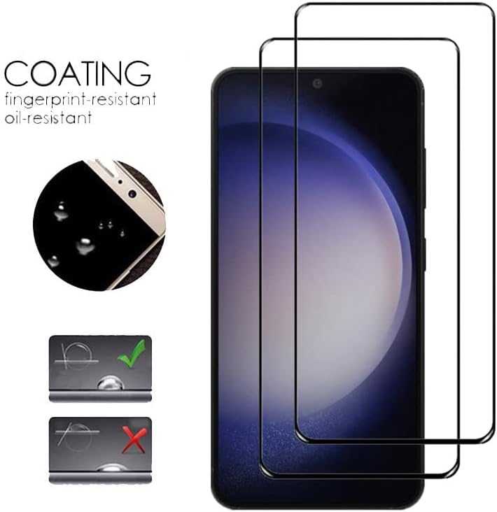 VIESUP за Samsung Galaxy S23 5G Черна Коприна Защитно фолио за екрана, [2] Пълно покритие, защита от кактуси, Лесна Инсталация, Защитен