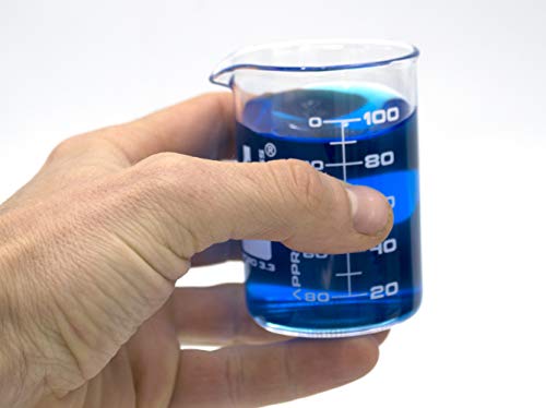 Чаша, 100 мл - ASTM - Ниска форма с Накрайник - Двойна Скала, Бяла Класификация - Боросиликатное стъкло 3.3 - Eisco Labs