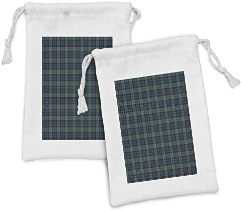 Комплект от 2 Торбички от плат тартан Ambesonne, Традиционни за Юрган с Елементи на шотландския фолклор, Модел клетка, Малка Чанта на