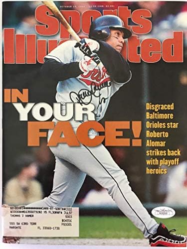 Роберто Аломар подписва договор със списание Спортс илюстрейтид Magazine - 14 октомври 1996 (JSA) - Списания MLB с автограф