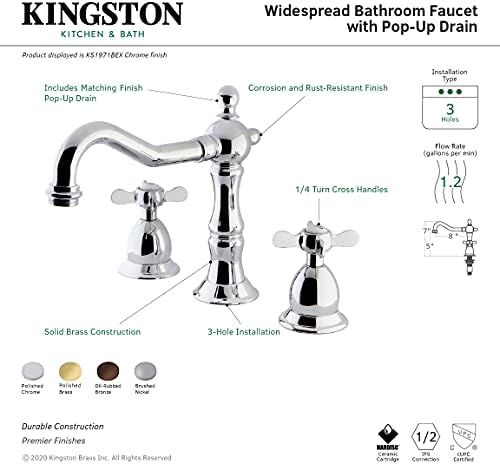 Kingston Brass KS1978BEX Широко Разпространен Смесител за тоалетна с прибиращ мед дупка, Матиран Никел, ширина излива 7-1/2 инча