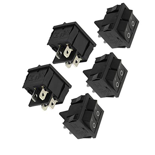 Aexit 5 бр. Стенни ключове 4 Pin SPST Black Dual Защелкивающийся Кулисный превключвател за включване/изключване захранващ Диммерные Ключове
