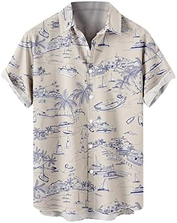 Мъжки Плажни Ризи с Джоб, Мъжки Летни Блузи Свободно, Намаляване, Хавайска Риза с Къс Ръкав, бързо съхнещи Тениски с Копчета