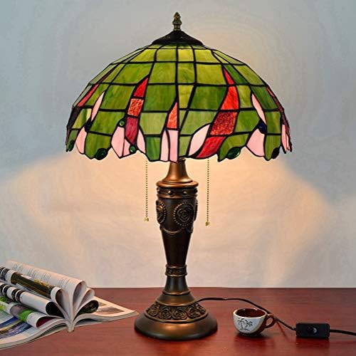 ZSBLXHHJD Настолна Лампа Tiffany Американски Пасторальный Зелен Цвят Стъклена Настолна Лампа Ретро Трапезария Нощно Шкафче за Спалня