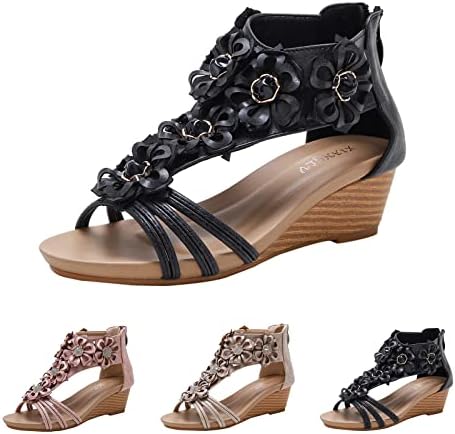 WASERCE сребро, планински кристал, плоски сандали, мода лято дамски сандали на танкетке с отворени пръсти плътен цвят етнически стил