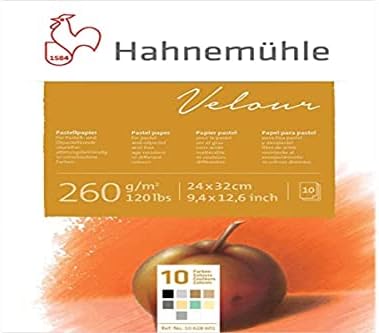 Hahnemuhle Пастел 10 Цвята Велюровый матов 9,25x12,5 инча, 260 гориво 10 Листа