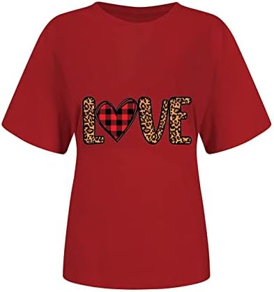 Ризи за Свети Валентин, Женска Тениска С Принтом Любовни Писма, Забавни Леопардовые Тениски в Клетка с участието на Сърца, Ежедневни