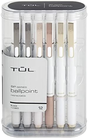 Прибиращи химикалки серия TUL® BP, средна точка, 1,0 мм, корпус перлено бял цвят, черно мастило, опаковки от 12 дръжки