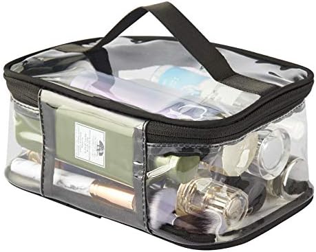 Приемани HAOGUAGUA Tsa Прозрачни Пътни козметични чанти за Тоалетни принадлежности с цип и дръжка, Водоустойчив Прозрачен Косметичка