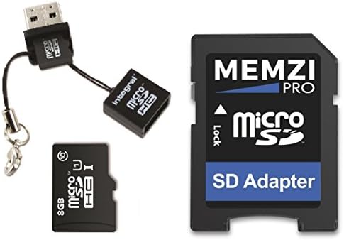 Карта памет MEMZI PRO 8GB Class 10 90 MB/Micro SDHC карта с адаптер за SD и баркод Micro USB за Мобилни телефони Nokia