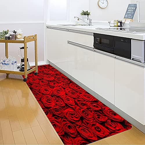 Червена Роза с Флорални Принтом, Пенопластовый килим за баня и Вратата подложка с дебелина 17 мм, Нескользящие Супер Абсорбиращи Подложки