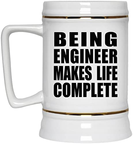 Designsify да Бъде Инженер Прави живота Пълноценен, Керамична Чаша за бира Stein в 22 грама с дръжка за фризера, Подаръци за Рожден Ден,