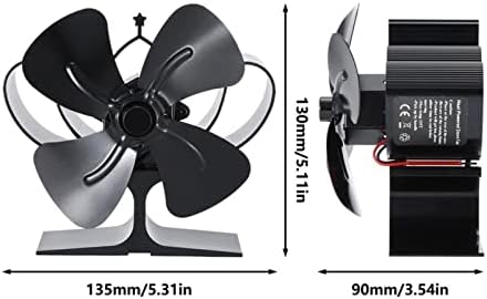 Вентилатор за печки XFADR SRLIWHITE с 4 остриета, вентилатор за топлинна енергия, вентилатор за дърва горелки, ефективно разпределение