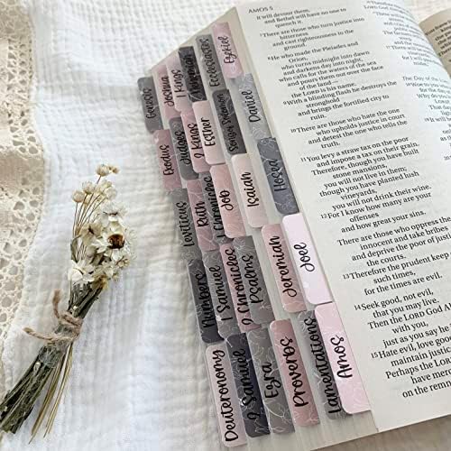 Елегантни сиви разделите, за Библията, светло розово-сиви в цветенце, Картонени разделите-насоки, Стандартни 66 раздела за Стария и Новия