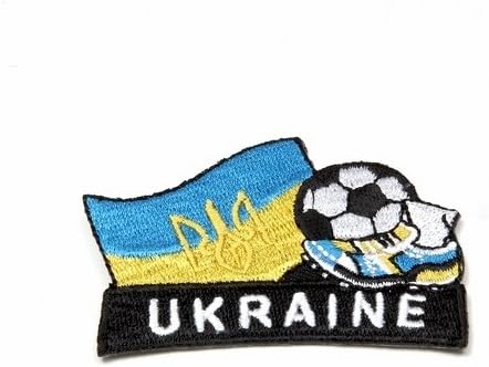 Украйна Футболни Футболен Удар Флаг на Страната, на бродирани Желязо на Нашивке Икона на стопанските... 2 X 1 3/4 Инча .. Нова
