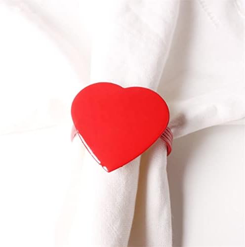 XJJZS 6шт Голяма Червена Кърпа във формата На Сърце за Свети Валентин, Обтегач, Пръстен за Салфетки, Пръстен за Салфетки, Кърпички за
