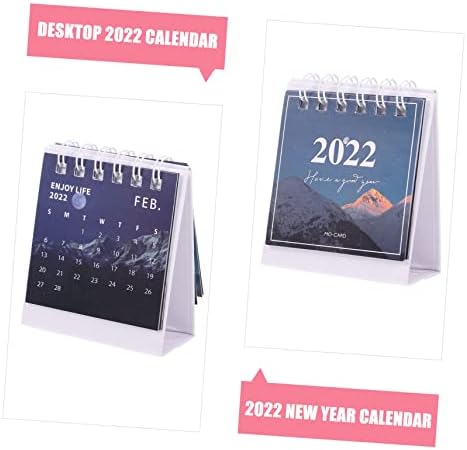 Tofficu 2 елемента 2022 Мини Настолен Календар Стои на Масата Лаптоп, Настолен Офисен Интериор Настолен Календар на 2022 година Декоративен