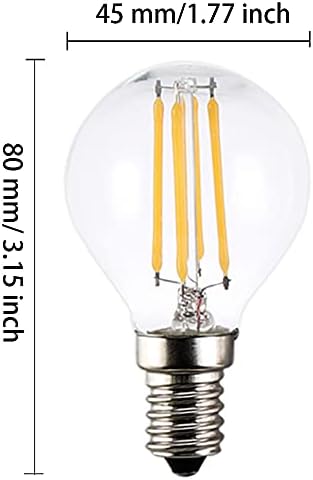 BesYouSel G45 Led Глобус Лампа С Нажежаема Жичка E12 4 W Реколта Крушка На Едисон 40 W Еквивалент На G16.5 Прозрачен Стъклен Полилей Лампа за Висящи Полилеи Вентилатор на Тавана 30