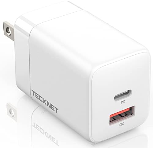 TECKNET C USB Зарядно устройство PD 45 W Type C Стенно Зарядно Устройство Бързо Зареждане с Двете пристанища, сгъваема захранващ Адаптер