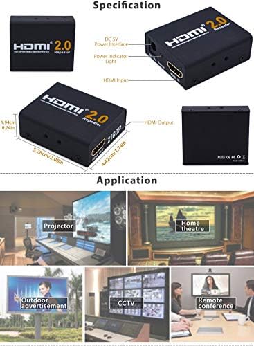 KSRplayer 2160P, 3D 4K, HDMI Повторител на Сигнала Продължавам Booster Адаптер По Сигнал на HDTV HDCP 2.2 за HDTV HDMI Съвместим Повторител