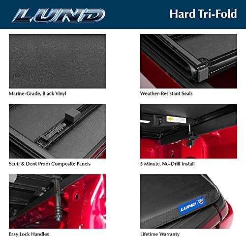 Калъф за ски багажник Lund Hard Tri-Fold Hard Folding Truck Bed |969252 | Подходящ за 2005-2010 Dodge Dakota 5' 5 Bed (64,9)