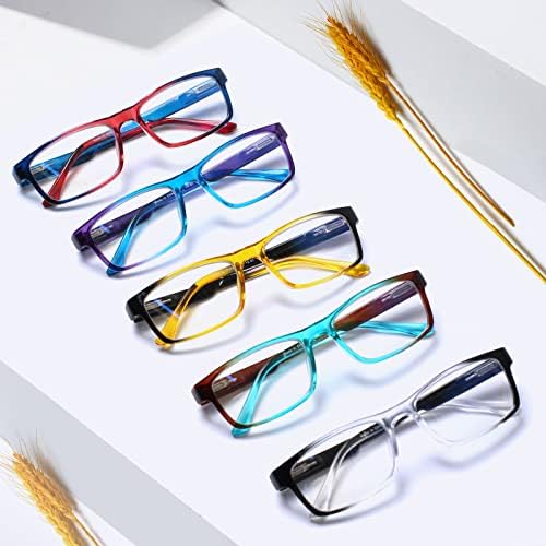 Очила за четене Henotin, 5 Опаковки, Блокиране на Синя Светлина, Четци с Пружинным тръба на шарнирна Връзка, за жени и Мъже, Очила с