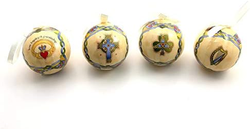 Коледна украса от ирландската книжа на Royal Tara - Украшения във формата на Глобуси - 2 Комплект от 4 броя в кутия