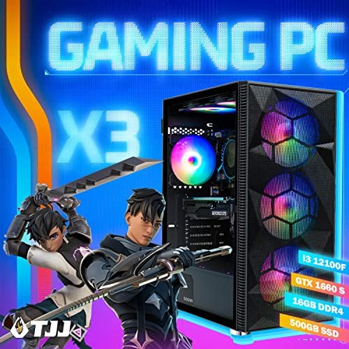 Настолен компютър TJJ X3 Mesh Gaming PC - Intel Core i3-12100F (Beat i7-8700), NVIDIA GTX 1660 Super 6 GB, 16 GB DDR4 3200, 500 GB SSD,