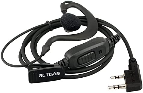 2-лентов радионаушник Retevis, 2-пинов слушалка C-тип слушалки с микрофон, съвместима с преносими уоки-токита Baofeng UV-5R BF-888S H-777