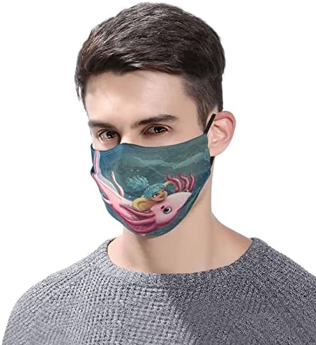 Регулируеми маска за лице с 2 регулируеми филтри, прекрасна маска за лице, покриващи устата аксолотля