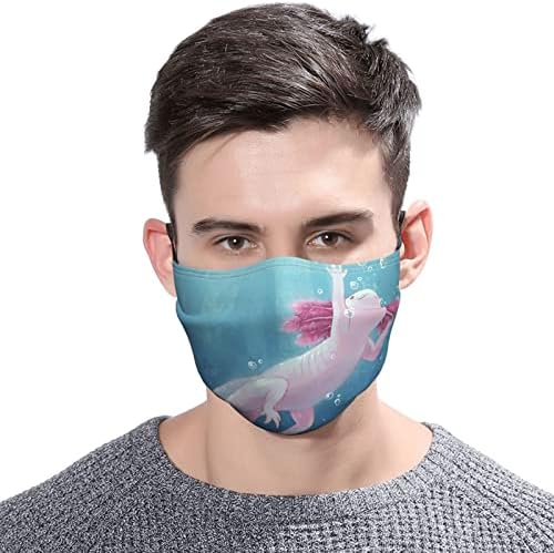 Регулируеми маска за лице с 2 регулируеми филтри, прекрасна маска за лице, покриващи устата аксолотля